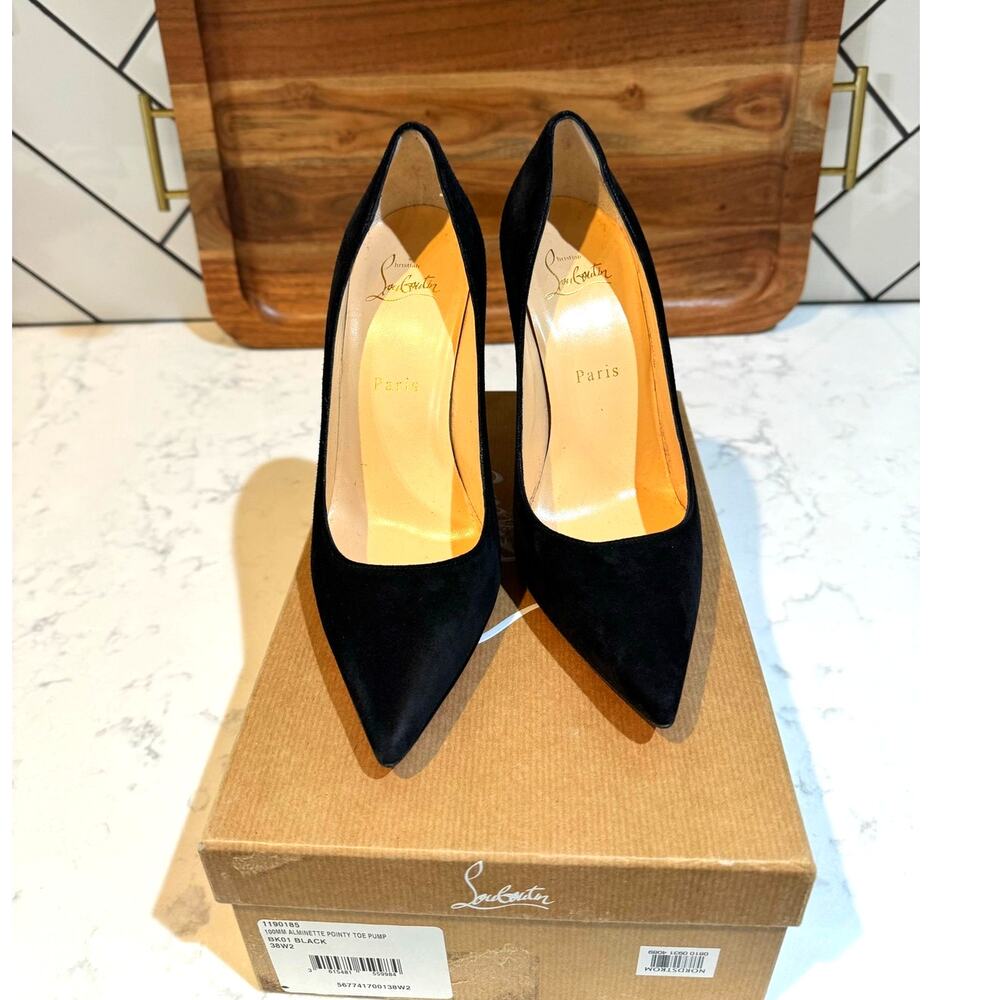 Christian Louboutin Alminette black suede 100MM pointed-toe pump size 38W2 - Picture 2 of 15